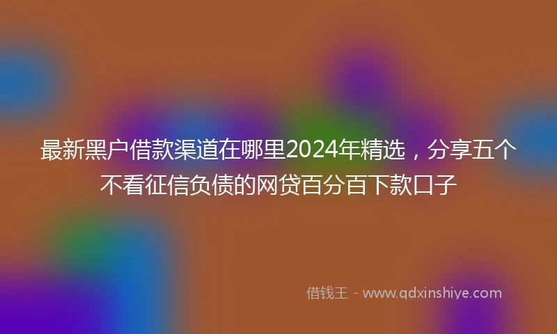 最新黑户借款渠道在哪里2024年精选，分享五个不看征信负债的网贷百分百下款口子