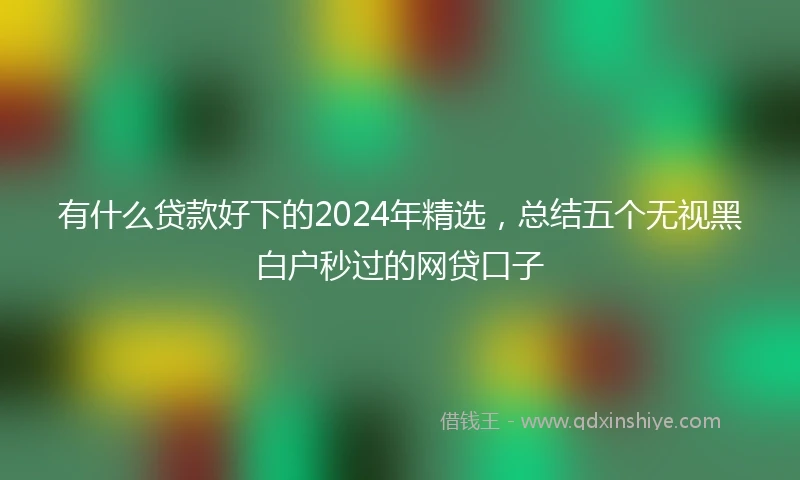 有什么贷款好下的2024年精选，总结五个无视黑白户秒过的网贷口子