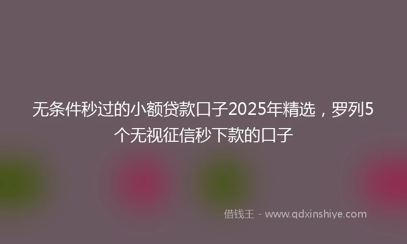 无条件秒过的小额贷款口子2025年精选，罗列5个无视征信秒下款的口子