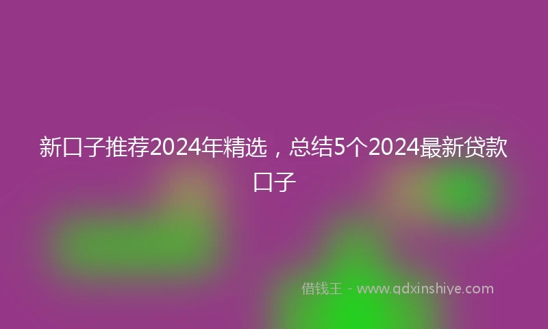 新口子推荐2024年精选，总结5个2024最新贷款口子