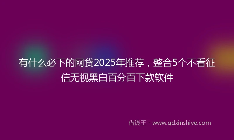 有什么必下的网贷2025年推荐，整合5个不看征信无视黑白百分百下款软件