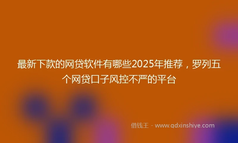 最新下款的网贷软件有哪些2025年推荐，罗列五个网贷口子风控不严的平台