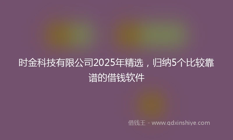 时金科技有限公司2025年精选，归纳5个比较靠谱的借钱软件