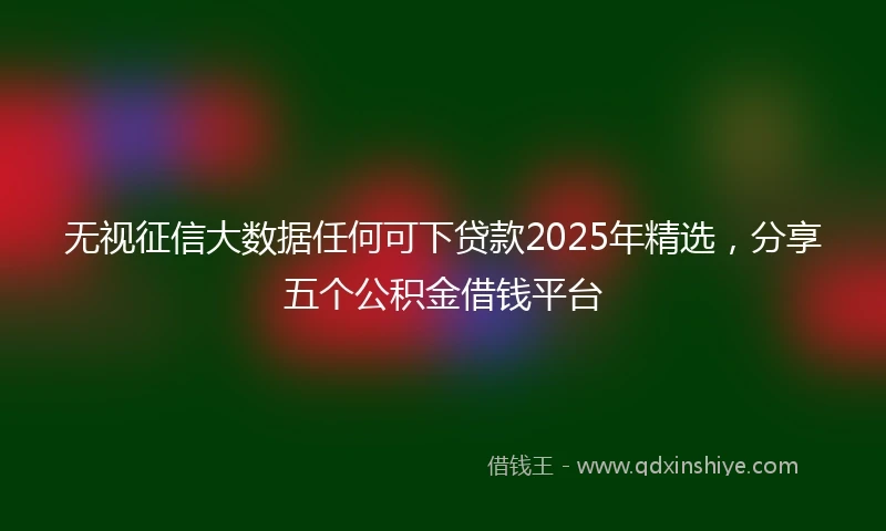 无视征信大数据任何可下贷款2025年精选,分享五个公积金借钱平台