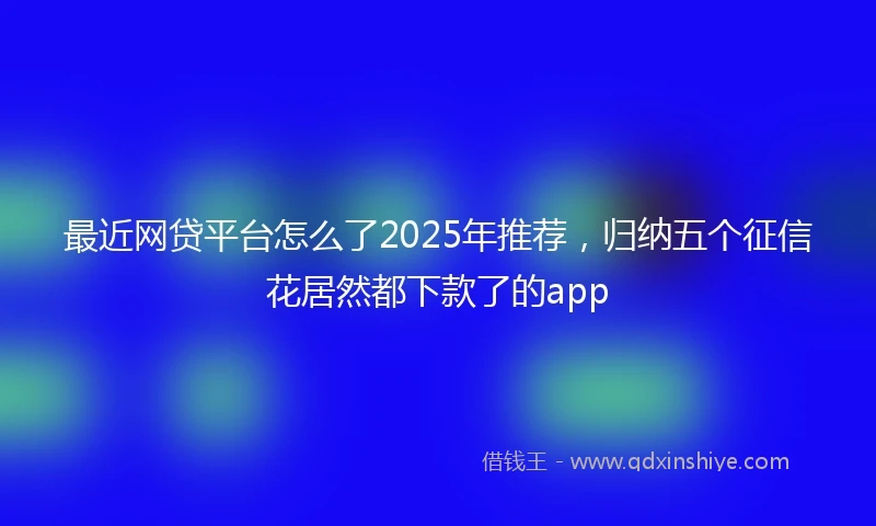 最近网贷平台怎么了2025年推荐，归纳五个征信花居然都下款了的app