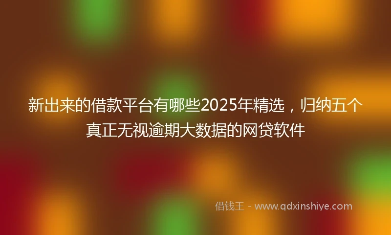 新出来的借款平台有哪些2025年精选，归纳五个真正无视逾期大数据的网贷软件