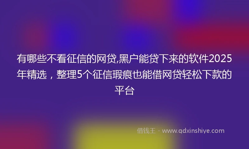 有哪些不看征信的网贷,黑户能贷下来的软件2025年精选，整理5个征信瑕疵也能借网贷轻松下款的平台