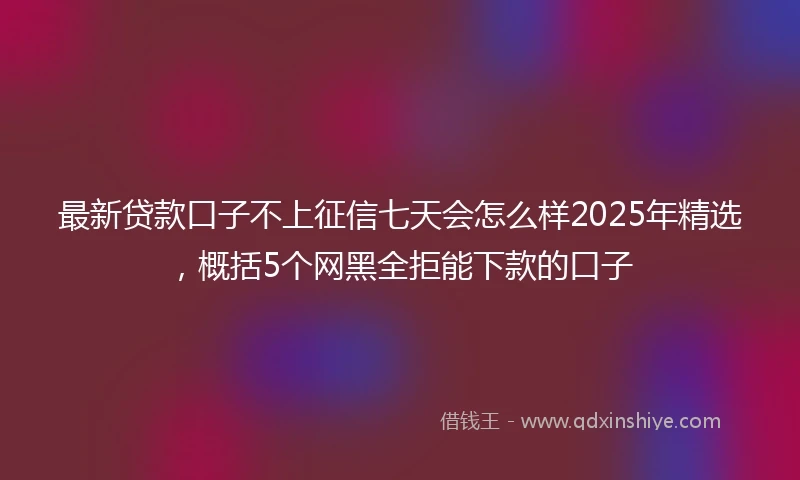 最新贷款口子不上征信七天会怎么样2025年精选，概括5个网黑全拒能下款的口子