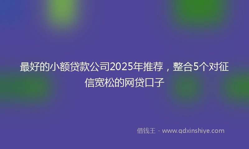 最好的小额贷款公司2025年推荐，整合5个对征信宽松的网贷口子