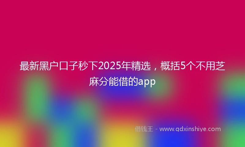 最新黑户口子秒下2025年精选，概括5个不用芝麻分能借的app