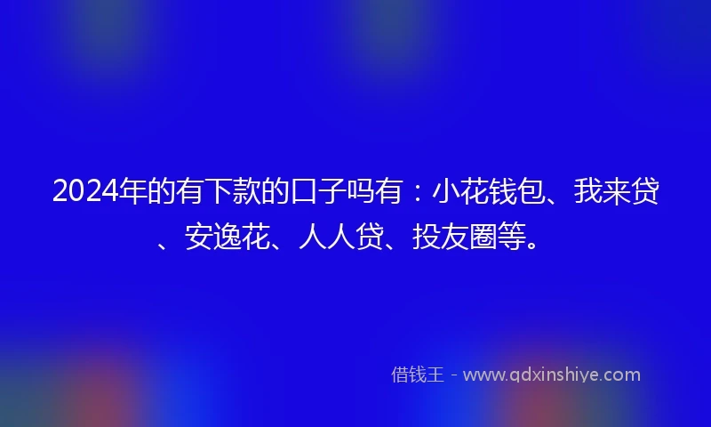 2024年的有下款的口子吗有:小花钱包、我来贷、安逸花、人人贷、投友圈等。