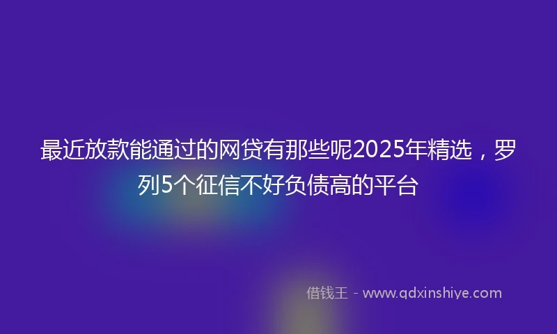最近放款能通过的网贷有那些呢2025年精选，罗列5个征信不好负债高的平台