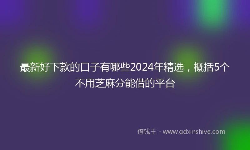 最新好下款的口子有哪些2024年精选，概括5个不用芝麻分能借的平台