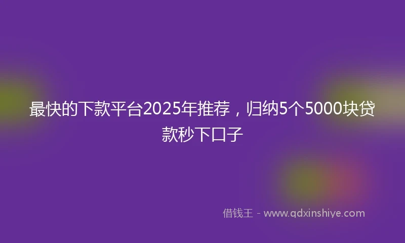 最快的下款平台2025年推荐，归纳5个5000块贷款秒下口子