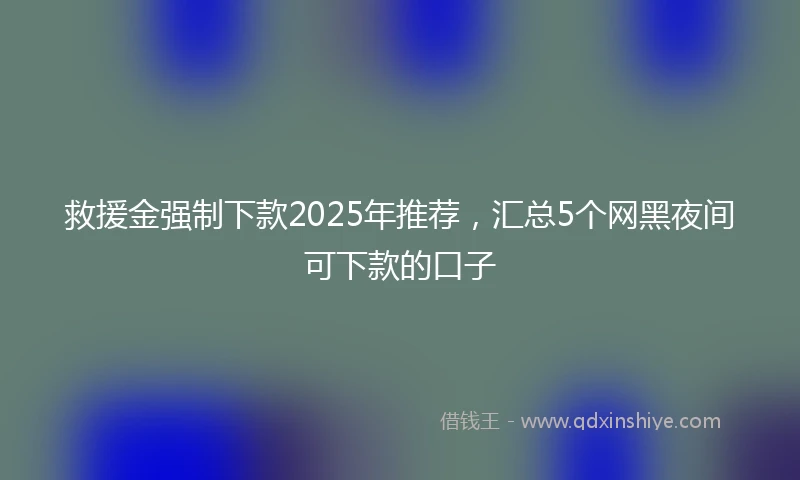 救援金强制下款2025年推荐，汇总5个网黑夜间可下款的口子