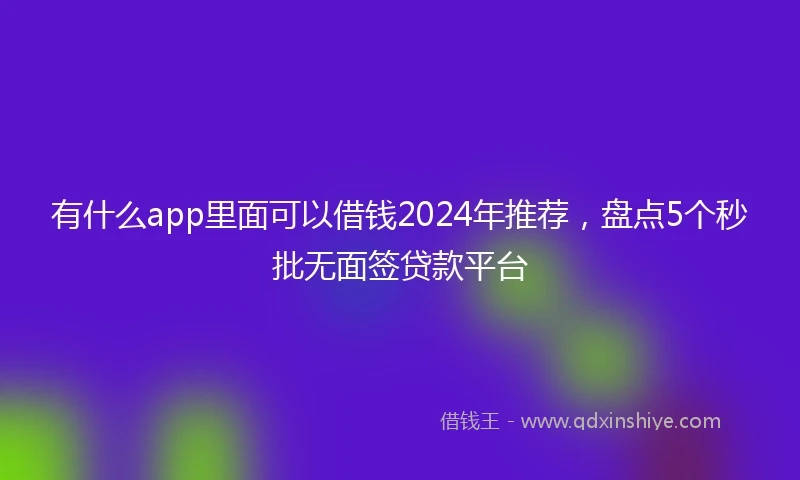 有什么app里面可以借钱2024年推荐,盘点5个秒批无面签贷款平台