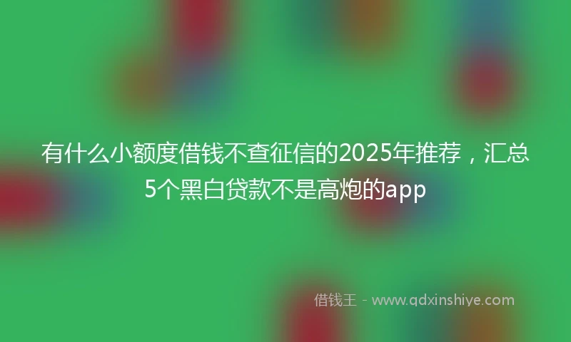 有什么小额度借钱不查征信的2025年推荐，汇总5个黑白贷款不是高炮的app