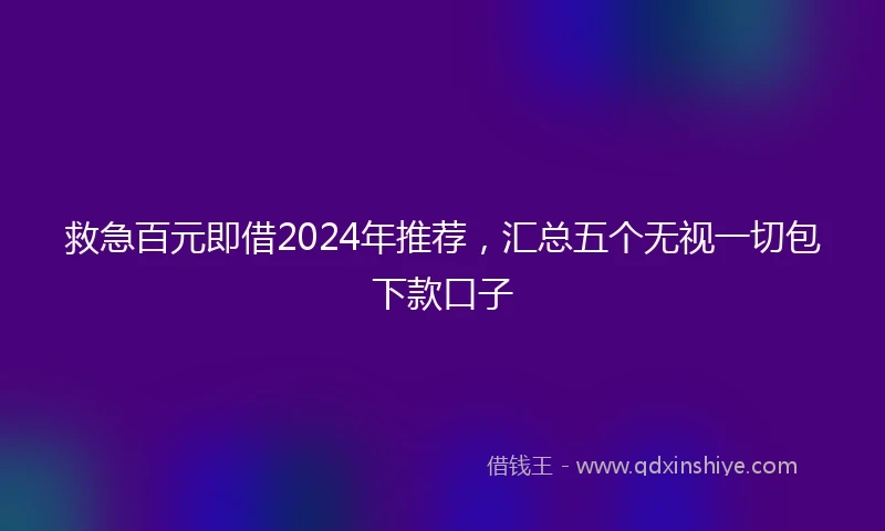 救急百元即借2024年推荐，汇总五个无视一切包下款口子