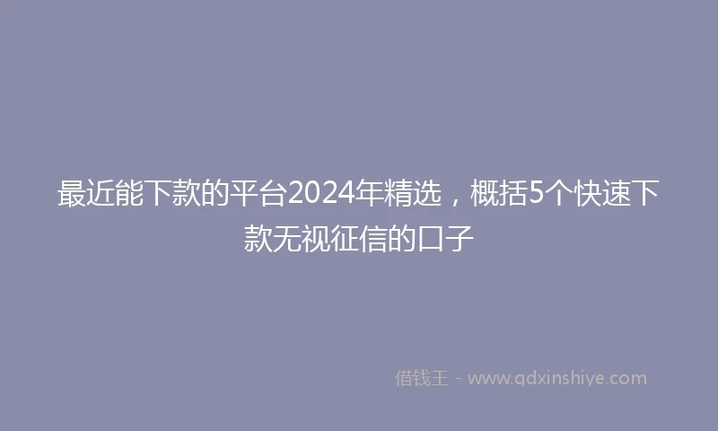最近能下款的平台2024年精选，概括5个快速下款无视征信的口子