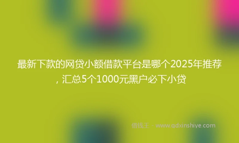 最新下款的网贷小额借款平台是哪个2025年推荐，汇总5个1000元黑户必下小贷