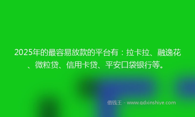 2025年的最容易放款的平台有：拉卡拉、融逸花、微粒贷、信用卡贷、平安口袋银行等。