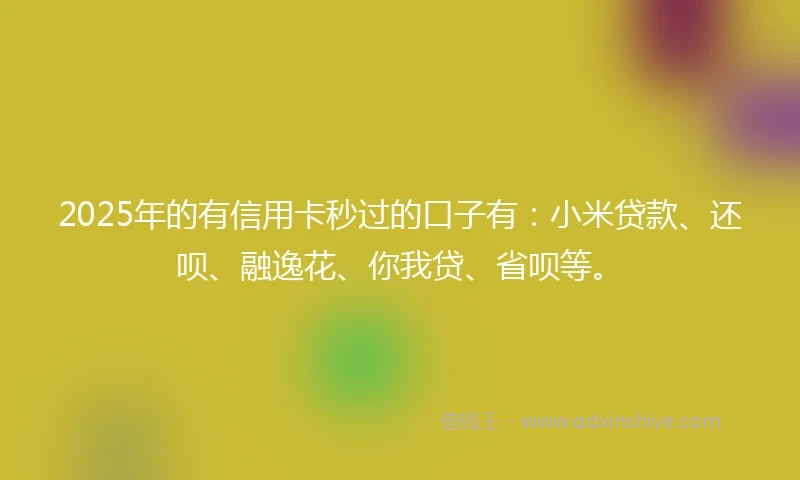 2025年的有信用卡秒过的口子有:小米贷款、还呗、融逸花、你我贷、省呗等。