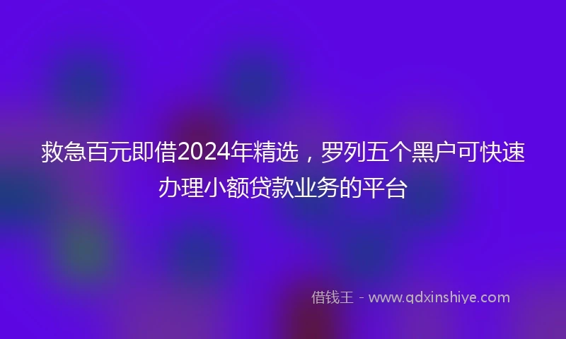 救急百元即借2024年精选，罗列五个黑户可快速办理小额贷款业务的平台