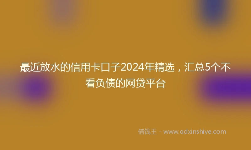 最近放水的信用卡口子2024年精选，汇总5个不看负债的网贷平台