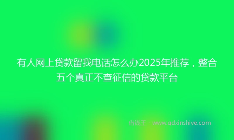 有人网上贷款留我电话怎么办2025年推荐,整合五个真正不查征信的贷款平台