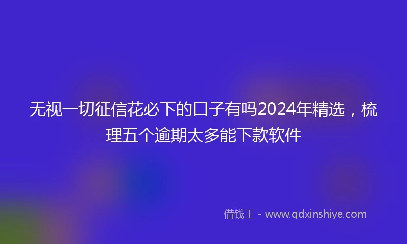 无视一切征信花必下的口子有吗2024年精选，梳理五个逾期太多能下款软件
