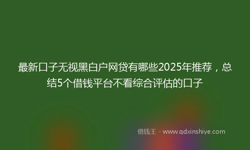 最新口子无视黑白户网贷有哪些2025年推荐，总结5个借钱平台不看综合评估的口子
