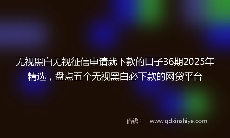 无视黑白无视征信申请就下款的口子36期2025年精选，盘点五个无视黑白必下款的网贷平台