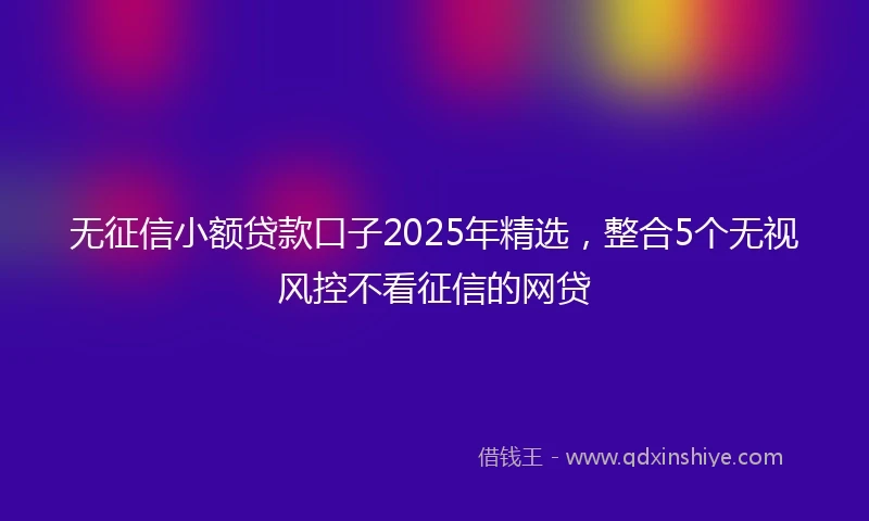 无征信小额贷款口子2025年精选，整合5个无视风控不看征信的网贷