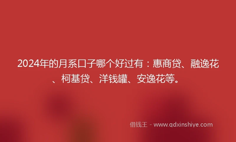 2024年的月系口子哪个好过有：惠商贷、融逸花、柯基贷、洋钱罐、安逸花等。