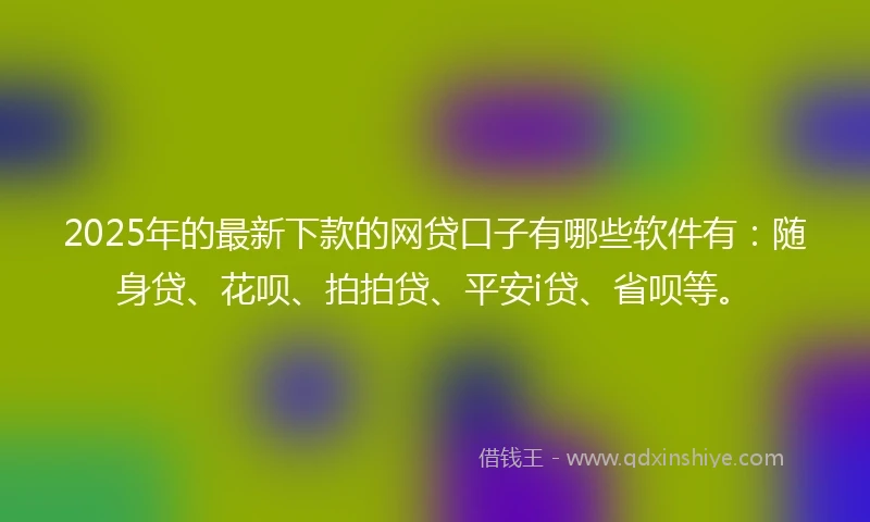 2025年的最新下款的网贷口子有哪些软件有：随身贷、花呗、拍拍贷、平安i贷、省呗等。