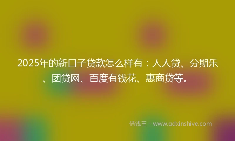 2025年的新口子贷款怎么样有：人人贷、分期乐、团贷网、百度有钱花、惠商贷等。