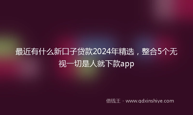最近有什么新口子贷款2024年精选，整合5个无视一切是人就下款app