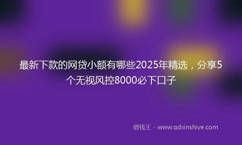 最新下款的网贷小额有哪些2025年精选，分享5个无视风控8000必下口子
