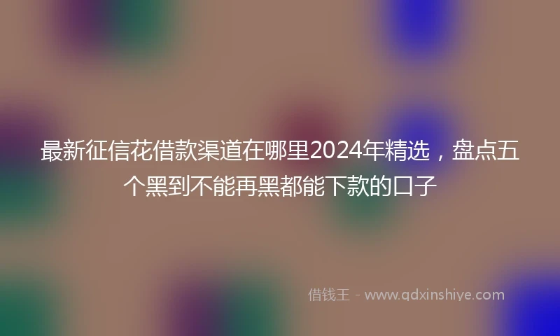最新征信花借款渠道在哪里2024年精选，盘点五个黑到不能再黑都能下款的口子