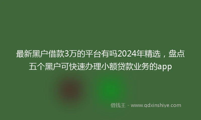 最新黑户借款3万的平台有吗2024年精选，盘点五个黑户可快速办理小额贷款业务的app