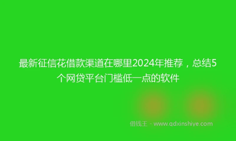 最新征信花借款渠道在哪里2024年推荐，总结5个网贷平台门槛低一点的软件
