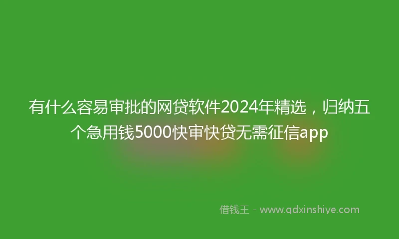 有什么容易审批的网贷软件2024年精选，归纳五个急用钱5000快审快贷无需征信app