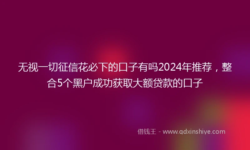 无视一切征信花必下的口子有吗2024年推荐，整合5个黑户成功获取大额贷款的口子