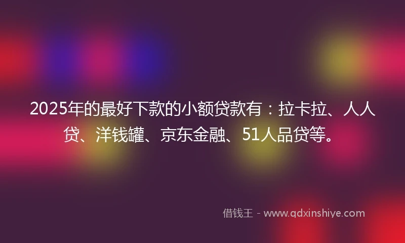 2025年的最好下款的小额贷款有：拉卡拉、人人贷、洋钱罐、京东金融、51人品贷等。