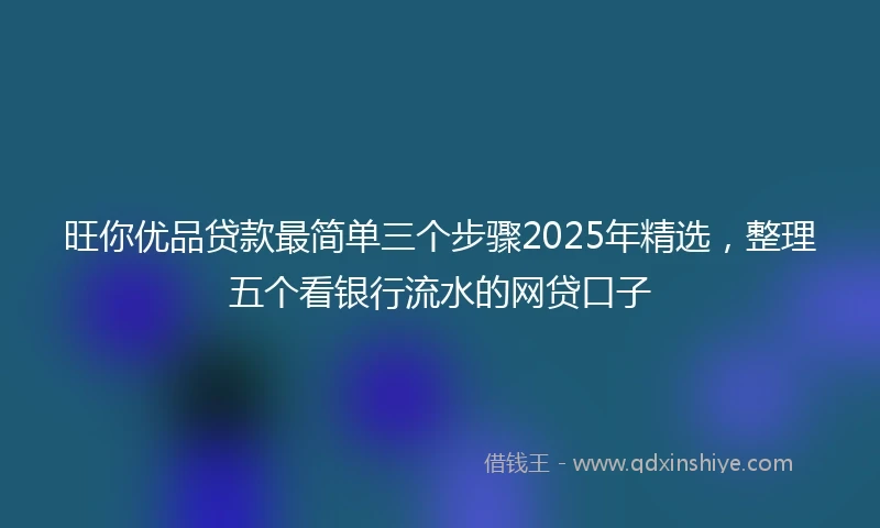 旺你优品贷款最简单三个步骤2025年精选，整理五个看银行流水的网贷口子