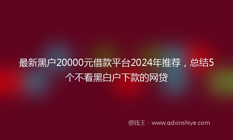 最新黑户20000元借款平台2024年推荐，总结5个不看黑白户下款的网贷