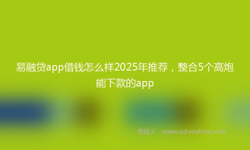 易融贷app借钱怎么样2025年推荐，整合5个高炮能下款的app