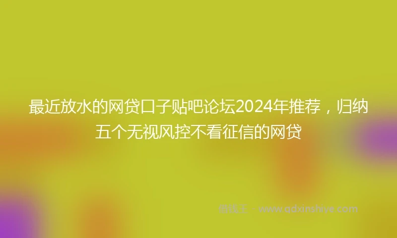 最近放水的网贷口子贴吧论坛2024年推荐，归纳五个无视风控不看征信的网贷