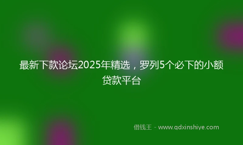 最新下款论坛2025年精选，罗列5个必下的小额贷款平台