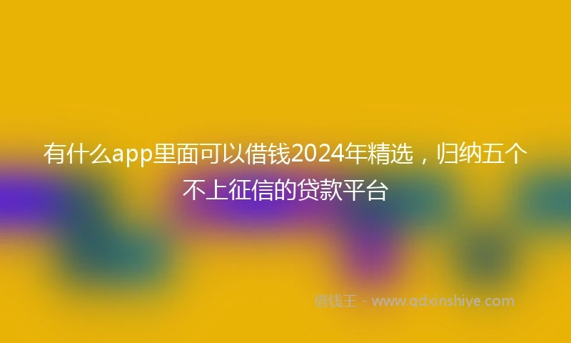 有什么app里面可以借钱2024年精选，归纳五个不上征信的贷款平台
